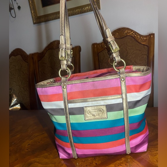 Coach Handbags - Coach Legacy multi color stripe bag